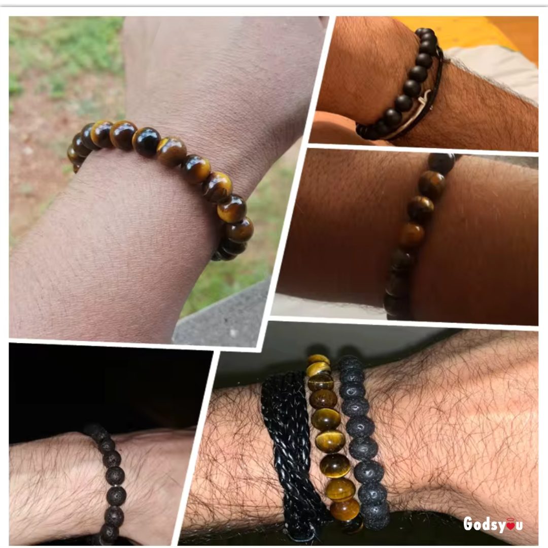 8mm Tiger Eye Stone Beads Bracelet Adjustable Braided Rope Bangles Natural Lava Rock Men Women Yoga Healing Balance Bracelets 0